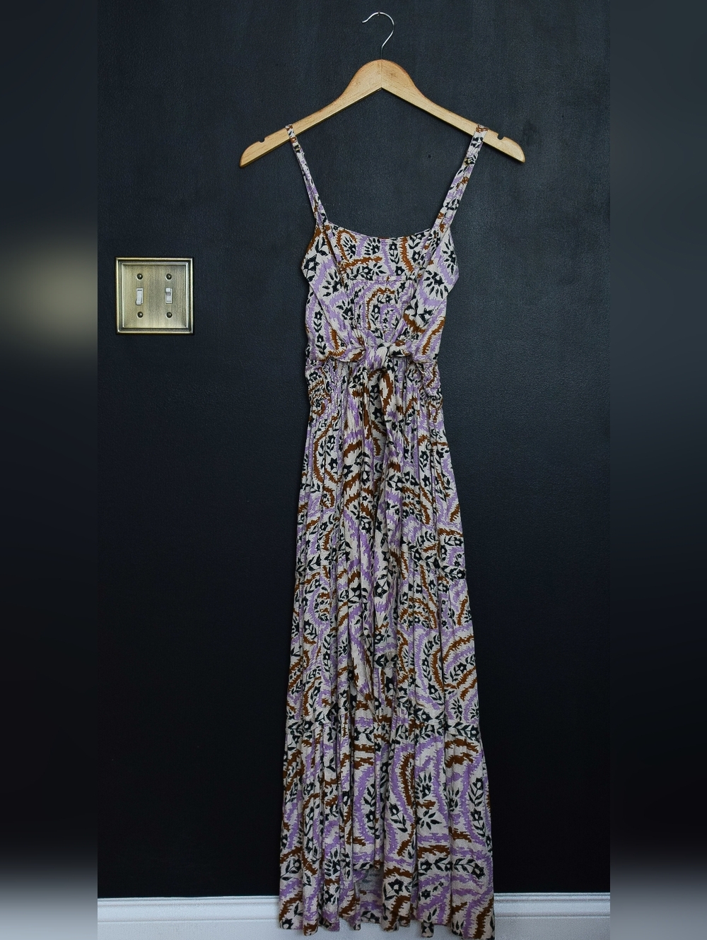 NWT Omika Monroe Midi Dress Lucia Lavender Floral Tie Back Pockets Size M Boho - Picture 8 of 15